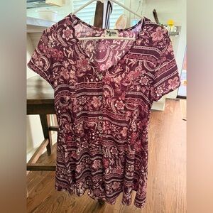 Show Me Your MuMu Burgundy Floral Button-Down Dress